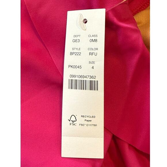 NEW J. Crew Women’s Size 4 Ruched Ruffle One-Piece Swimsuit Radiant Fuchsia NWT - Picture 4 of 4